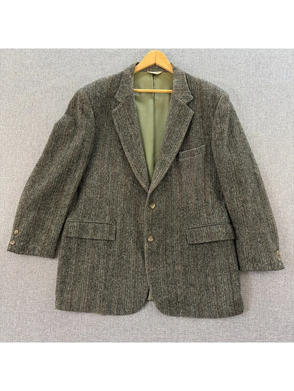 Vintage New England Collection Wool Tweed Herringbone Blazer USA 44R Sport Coat